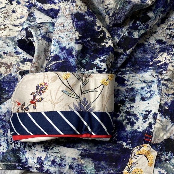 NEW AU NOIR Magnani Indigo Woven Stretch Abstract Button-Down Shirt – Size 4XL - Picture 4 of 11